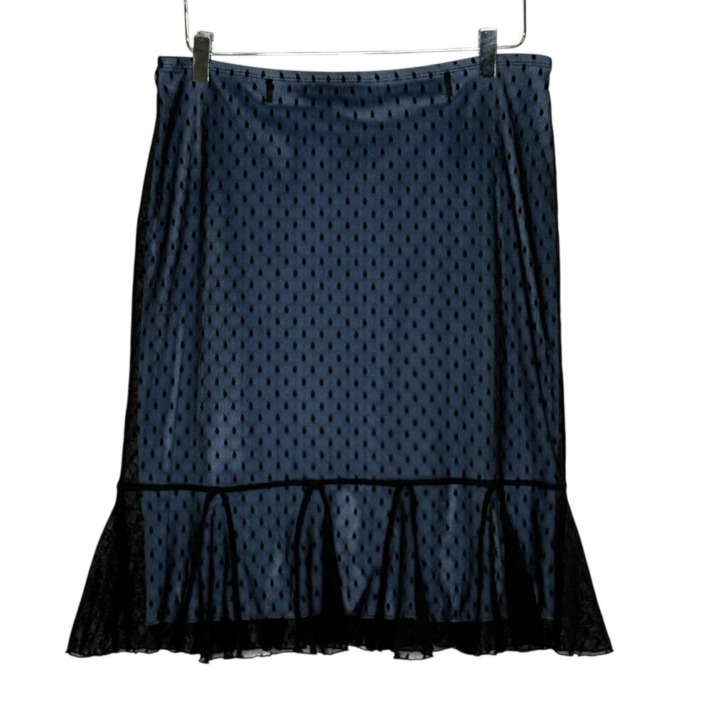 Express M Y2K Swiss Dot Mesh Ruffle Hem Pencil Skirt Fairy Whimsygoth